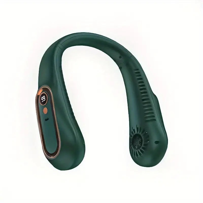 Portable bladeless neck fan 5 wind speeds USB rechargeable with digital display
