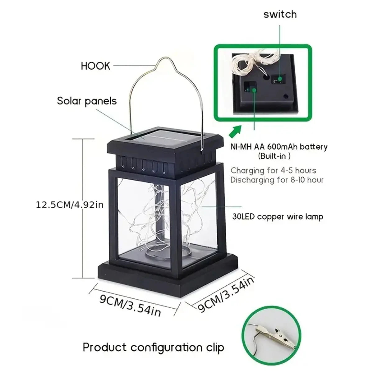 Solar copper wire star lantern for outdoor garden patio deck and gifting