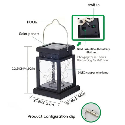 Solar copper wire star lantern for outdoor garden patio deck and gifting