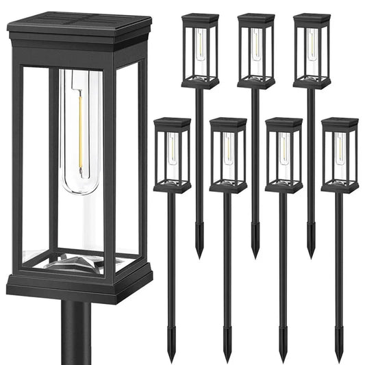 Retro warm white solar pathway lights for outdoor garden and walkway