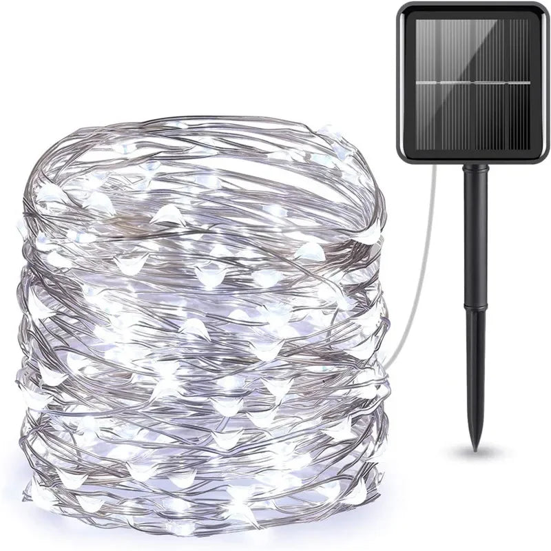 Solar fairy string lights waterproof outdoor LED with 8 modes for garden