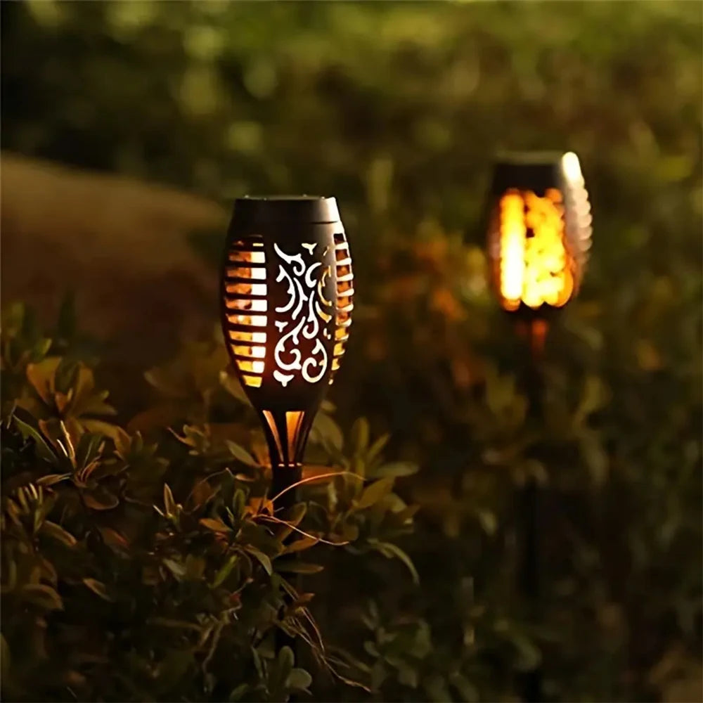 Solar flickering flame torch light for outdoor garden decoration and patio