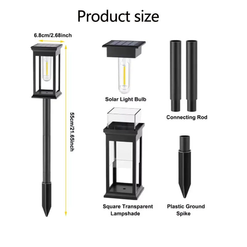 Retro warm white solar pathway lights for outdoor garden and walkway