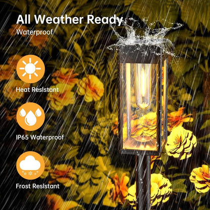 Retro warm white solar pathway lights for outdoor garden and walkway