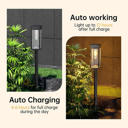 Retro warm white solar pathway lights for outdoor garden and walkway