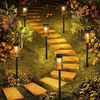Retro warm white solar pathway lights for outdoor garden and walkway