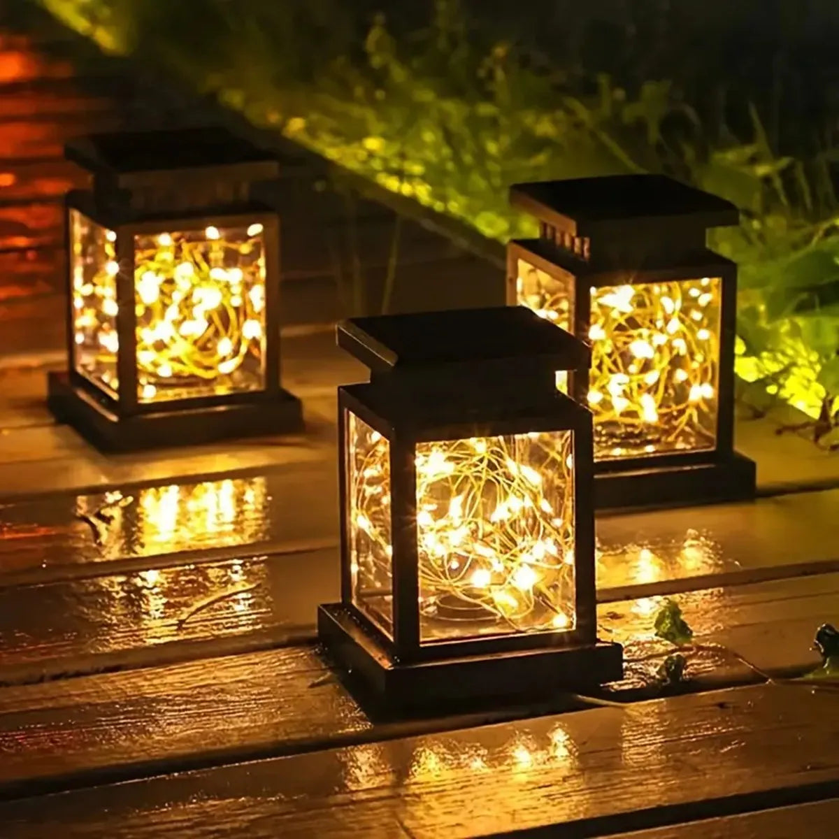 Solar copper wire star lantern for outdoor garden patio deck and gifting