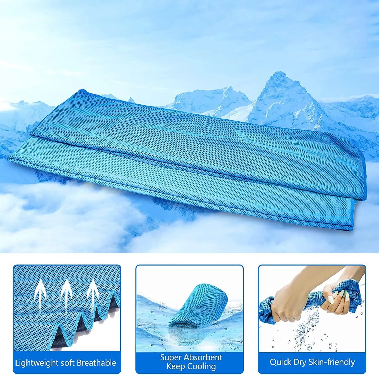Instant cooling towel reusable quick-dry microfiber for sports and heat relief