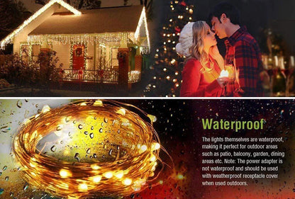 Solar fairy string lights waterproof outdoor LED with 8 modes for garden