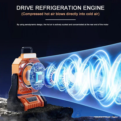 20000mAh rechargeable outdoor camping fan with LED light and hanging hook