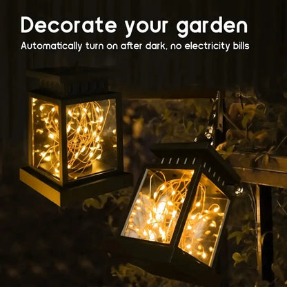 Solar copper wire star lantern for outdoor garden patio deck and gifting
