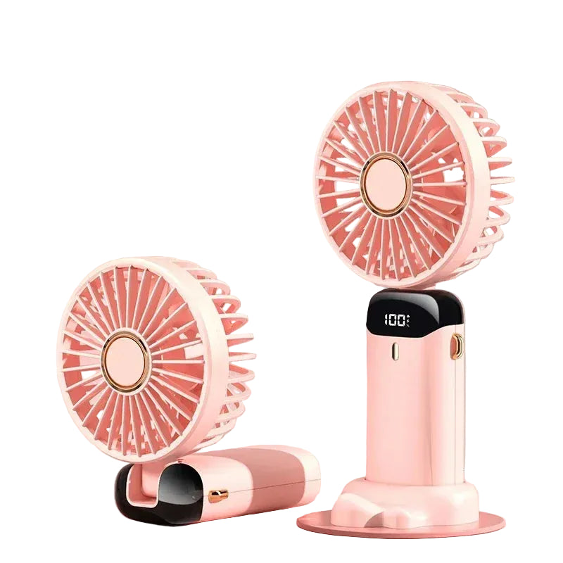 Portable 5-speed mini fan for handheld neck hanging and desk use