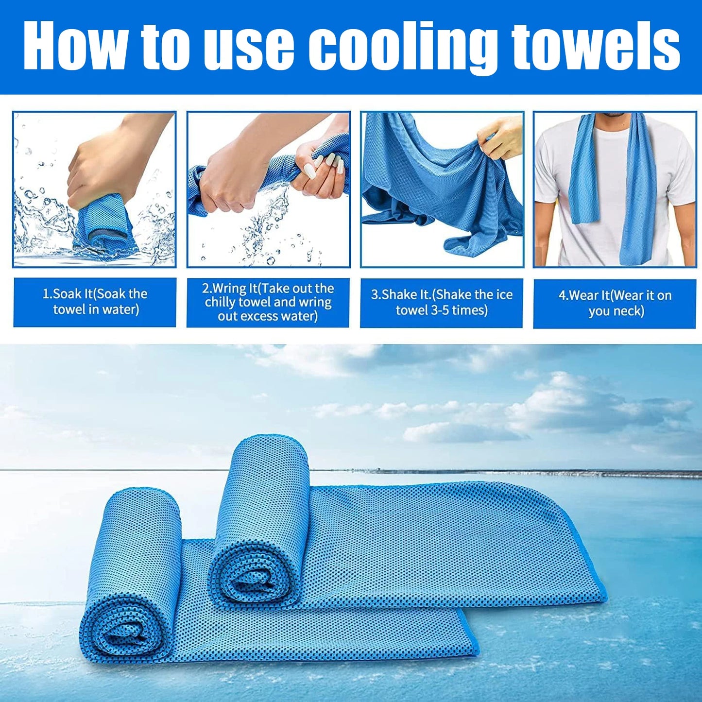 Instant cooling towel reusable quick-dry microfiber for sports and heat relief