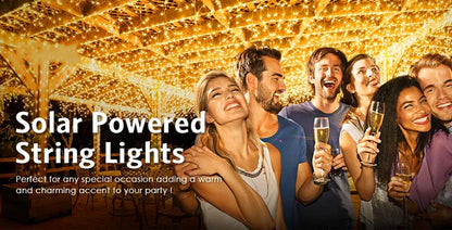 Solar fairy string lights waterproof outdoor LED with 8 modes for garden