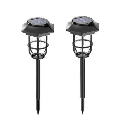 Solar courtyard motion sensor light with warm tungsten glow for garden