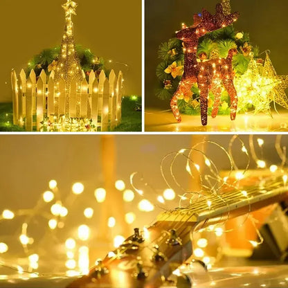 Solar fairy string lights waterproof outdoor LED with 8 modes for garden