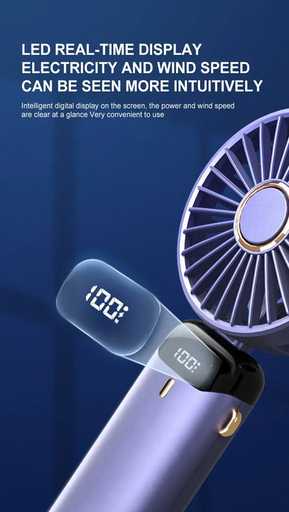 Portable 5-speed mini fan for handheld neck hanging and desk use
