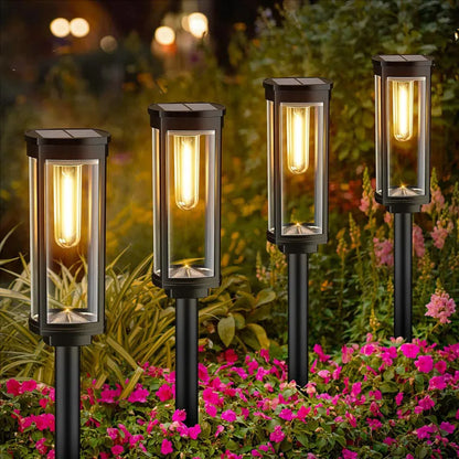 Retro warm white solar pathway lights for outdoor garden and walkway