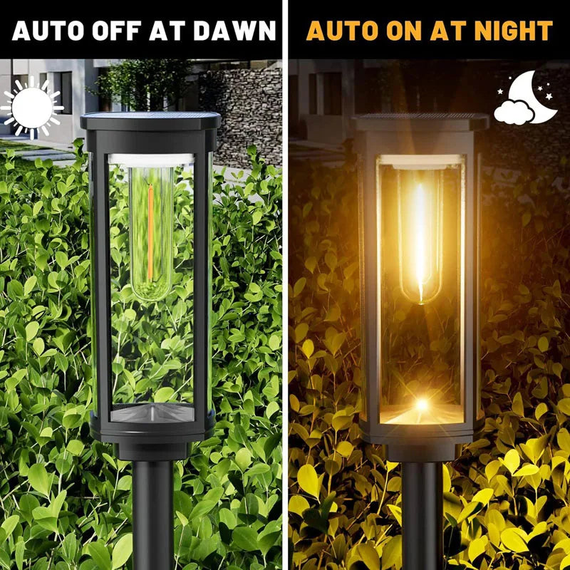 Retro warm white solar pathway lights for outdoor garden and walkway