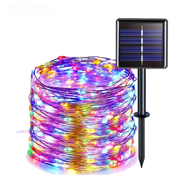 Solar fairy string lights waterproof outdoor LED with 8 modes for garden