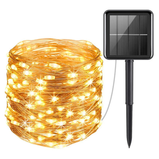 Solar fairy string lights waterproof outdoor LED with 8 modes for garden
