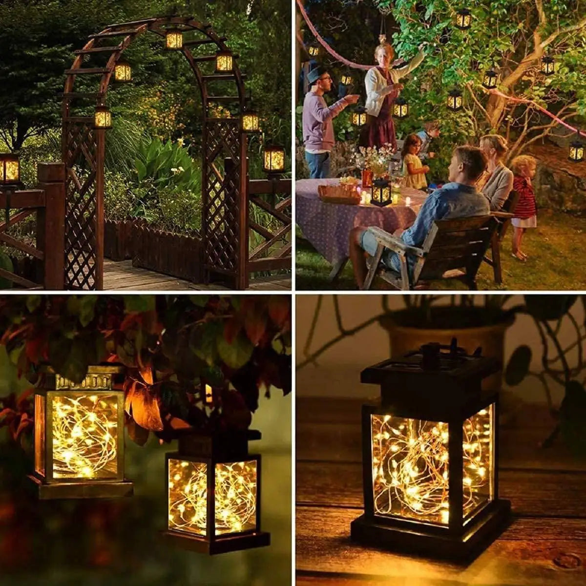 Solar copper wire star lantern for outdoor garden patio deck and gifting