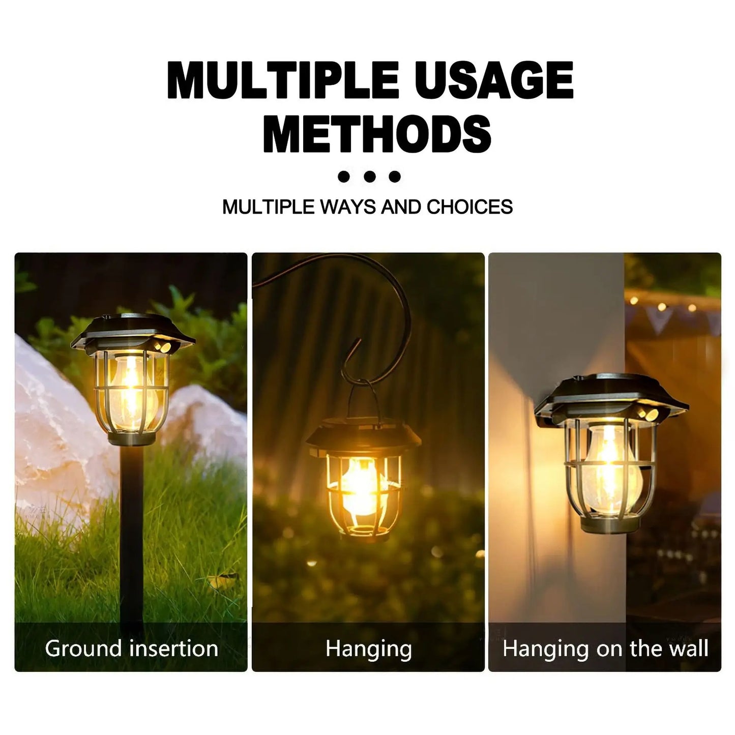 Solar courtyard motion sensor light with warm tungsten glow for garden