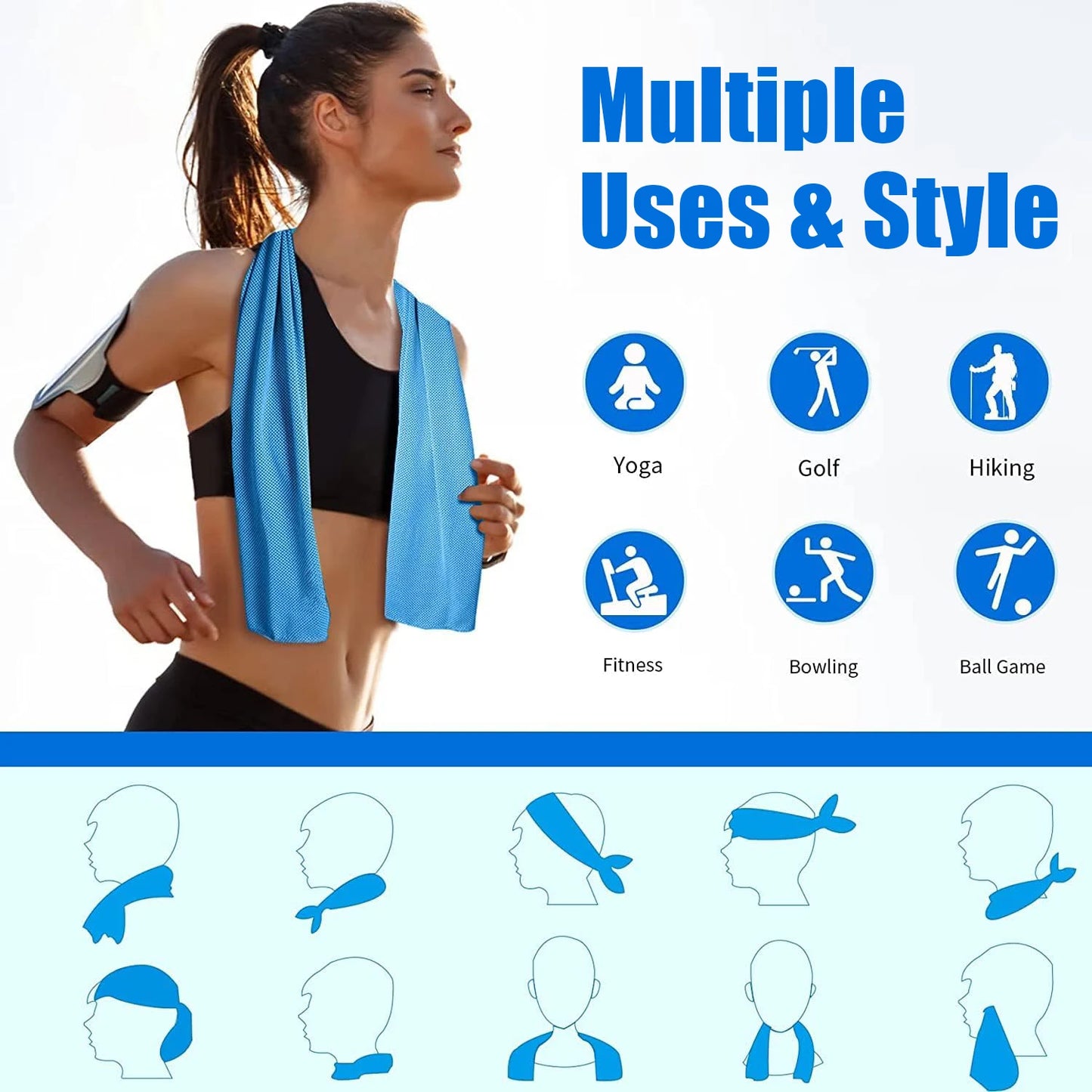 Instant cooling towel reusable quick-dry microfiber for sports and heat relief
