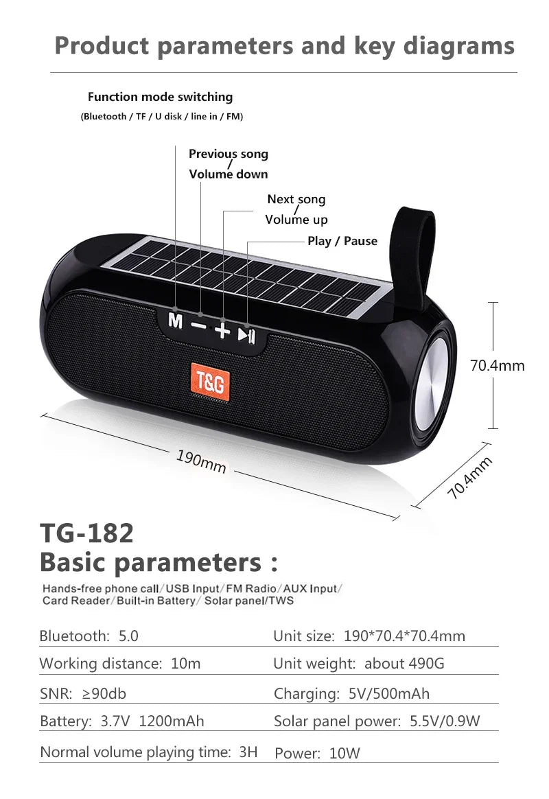 Portable Bluetooth wireless speaker for outdoor camping and everyday use
