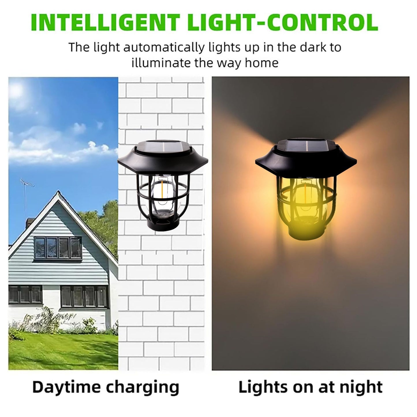 Solar courtyard motion sensor light with warm tungsten glow for garden