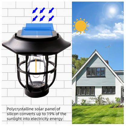 Solar courtyard motion sensor light with warm tungsten glow for garden