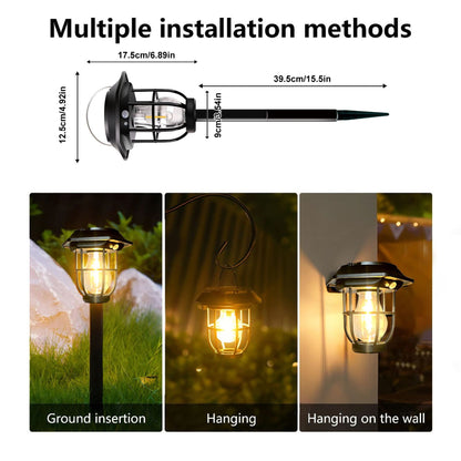 Solar courtyard motion sensor light with warm tungsten glow for garden
